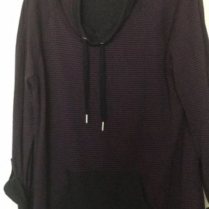 Ladies Purple & Black striped long sleeve shirt